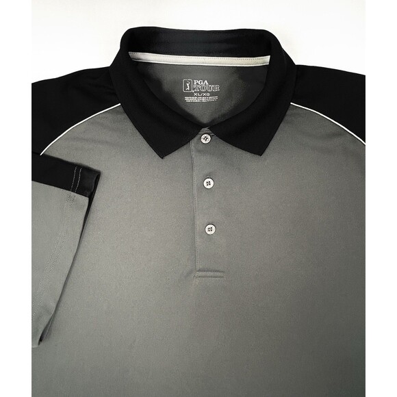 PGA Tour‎ Golf Polo Shirt Men's XL Gray Black Short Sleeve Performance Polo - Picture 1 of 7
